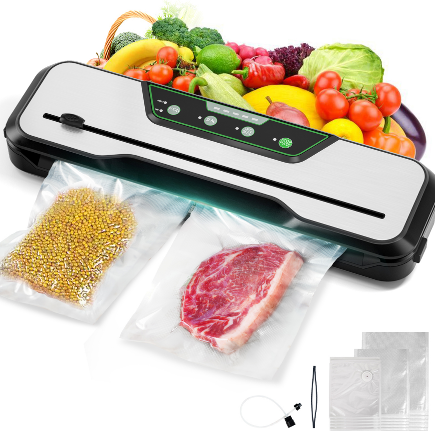 Vacuum Sealer Machine | Aeitto® 80KPa 8-In-1 Automatic Food Sealer Food Saver with Starter Kits | 15 Bags, Pulse Function, Moist&Dry Mode and External VAC for Jars and Containers