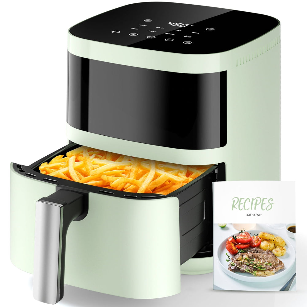 Air Fryer, Aeitto 8-in-1 Smart Compact 4QT Air Fryers, with Viewing Window,Shake Reminder, 450°F Digital Airfryer with Flavor-Lock Tech, Dishwasher-Safe & Nonstick,Fit for 1-3 People, Green