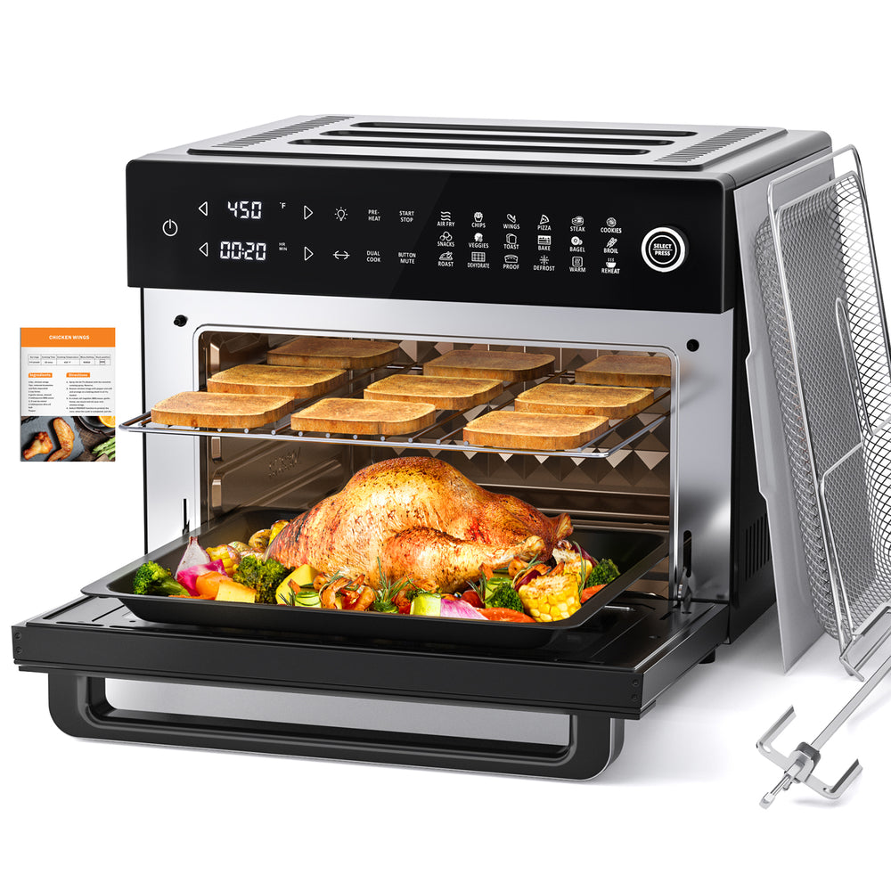 Beautiful 19329 Infrared Air Fry Toaster Oven, 9-Slice, 1800 W, Black Sesame