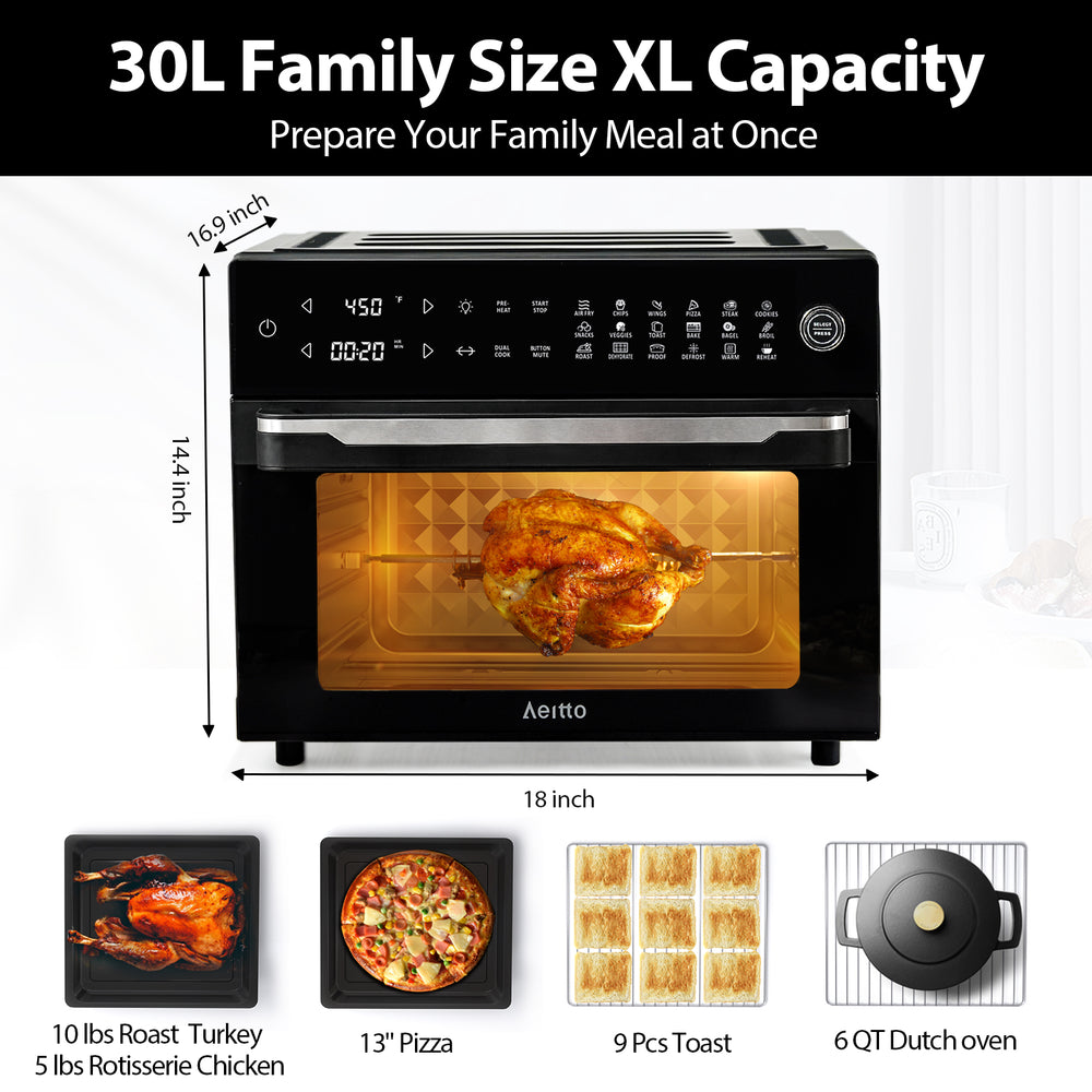 32-Quart PRO Large Air Fryer Oven, Toaster Oven Combo
