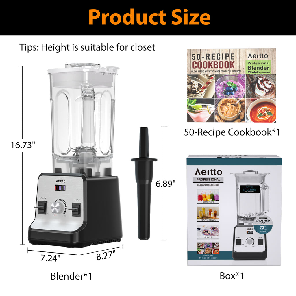 Aeitto Blenders for Kitchen, Blender for Shakes and Smoothies with 1500-Watt Motor, 68 oz Large Capacity, Countertop Professional Blenders for Ice