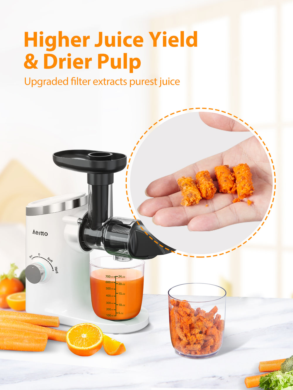 Aeitto Masticating Juicer with Two Speed Modes BLACK